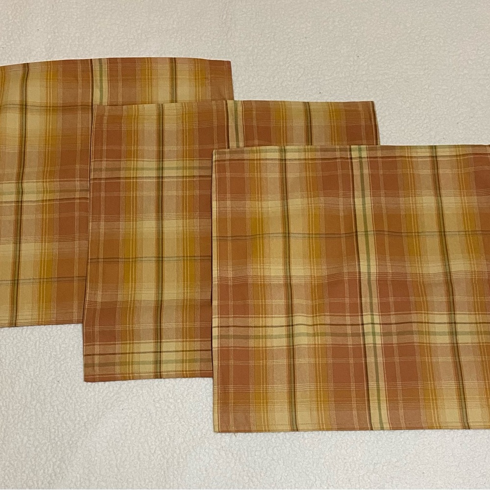 Pottery Barn 3 fall plaid pillow covers 20” x 20” very good condition